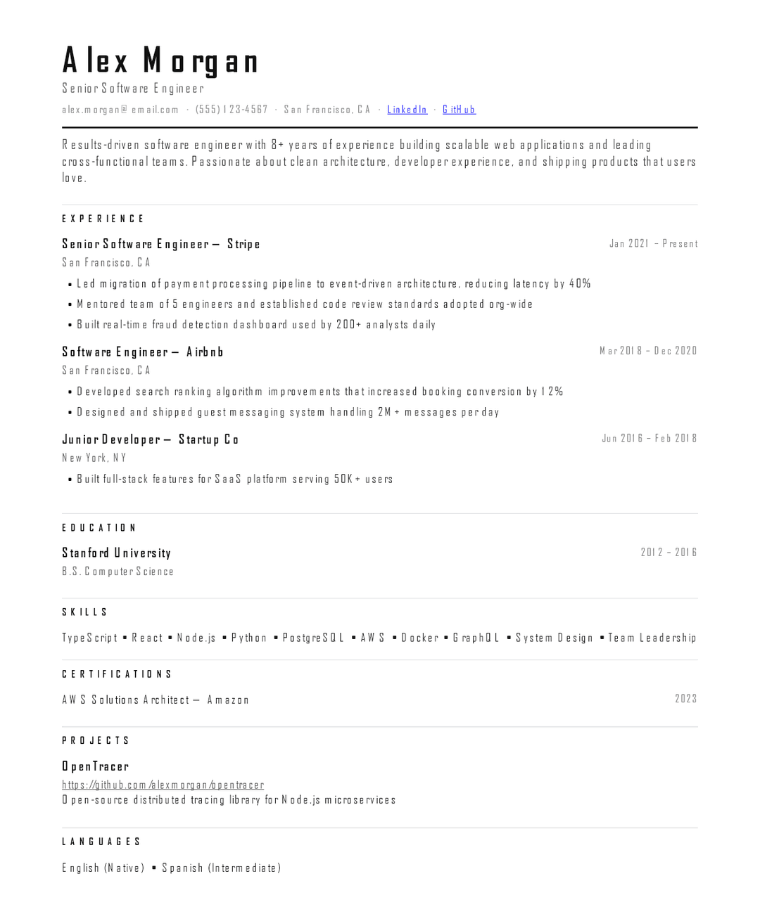 Clean resume template